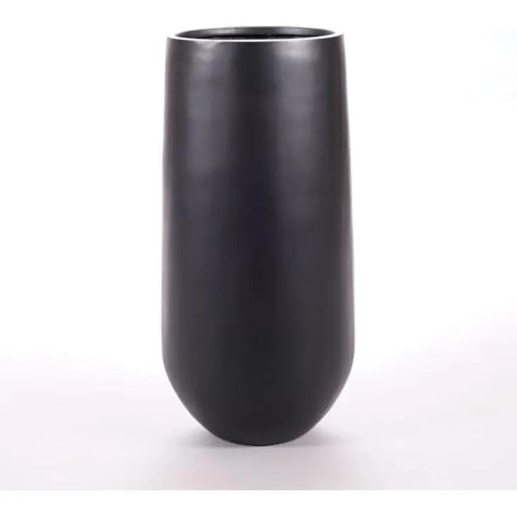 Elegant Einrichten Pflanzkübel Fiberglas Rund-Konisch D40xH80cm, UV-beständig und frostsicher, matt schwarz