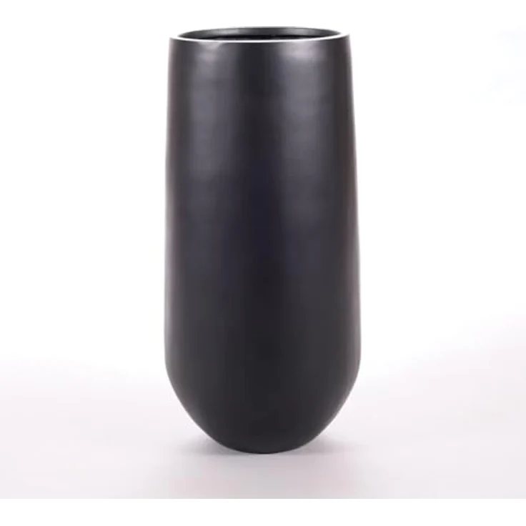 Elegant Einrichten Pflanzkübel Fiberglas Rund-Konisch D40xH80cm, UV-beständig und frostsicher, matt schwarz – Bild 1