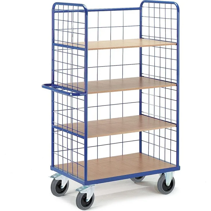 Rollcart Etagenwagen 08-7618, Transportwagen mit drei Etagen, 600 kg Tragkraft, blau, pulverbeschichtet, 120 x 80 x 188 cm