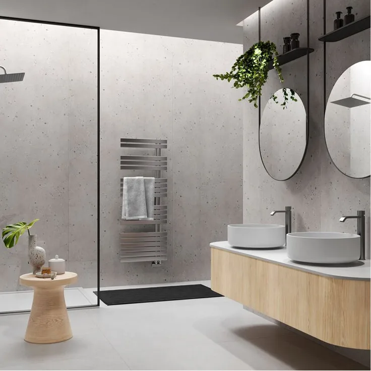 Wetwall Elite Duschrückwand Pewter Terrazzo, Einfache Montage ohne Bohren, Fugenfreies Design