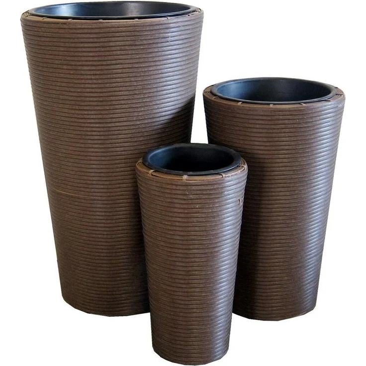 EUROPALMS Dekotopf-Set INDIA, 3-teilig mit Innentöpfen, braun, 74/54/44 cm