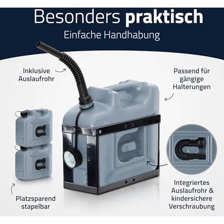 hünersdorff Kraftstoff-Kanister PROFI 10l, UN-zugelassen für Benzin und Diesel, TÜV-geprüfte Produktion, grau – Bild 3