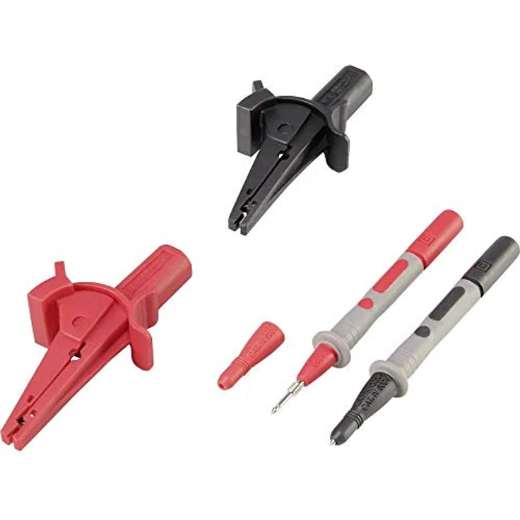 VOLTCRAFT MSS-103 Krokodilklemmen-Set, 4 mm Buchse, CAT III 1000 V, Schwarz/Rot – Bild 1