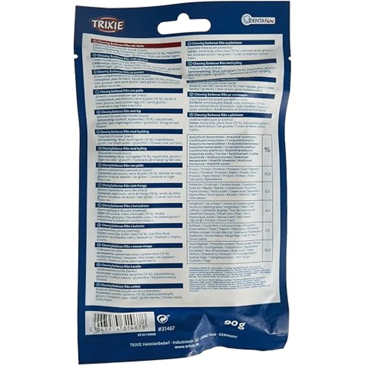 Trixie DentaFun BBQ Rippen mit Huhn, 12 cm, 3 Stück/90 g – Bild 2