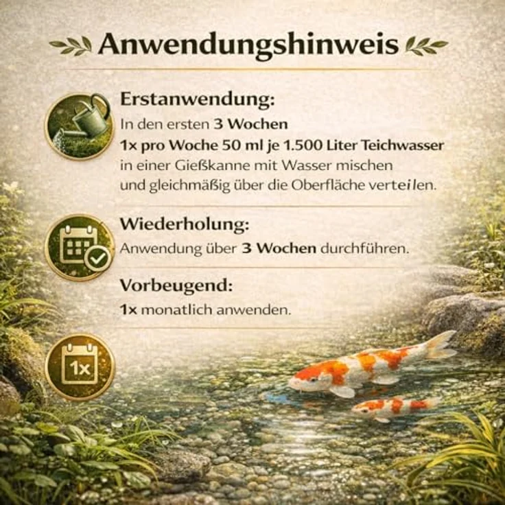 MIBO Fadenalgenvernichter Flüssig 5L, Algenstopp für 150.000 Liter Teichwasser, ohne Kupfer und Schwermetalle, auch für Schwimmteiche geeignet – Bild 4