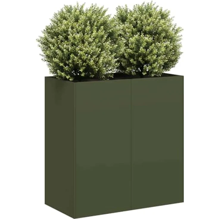 vidaXL Pflanzkübel Olivgrün 80x40x80 cm Kaltgewalzter Stahl, Garten-Garten-Pflanzkübel, Hochbeet – Bild 2