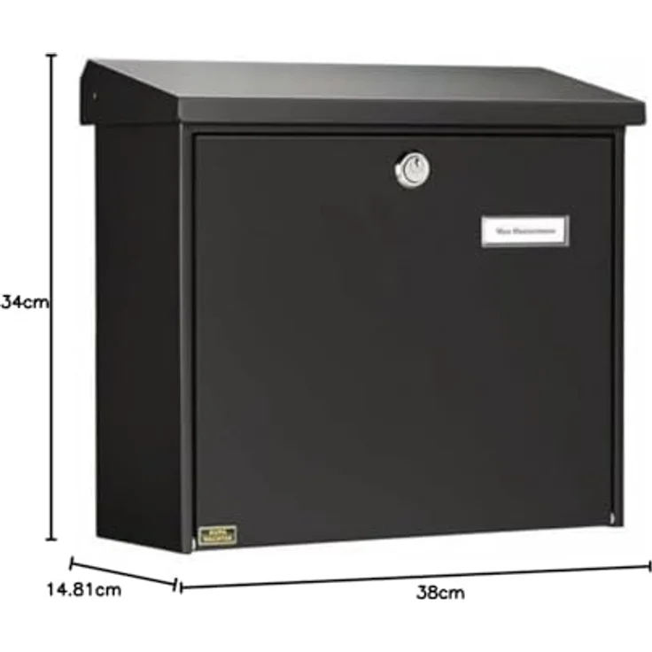 BURG-WÄCHTER Briefkasten mit aufklappbarem Regendach, A4 Einwurf-Format, EU Norm EN 13724, Verzinkter Stahl, Comfort 913 S, Schwarz – Bild 5