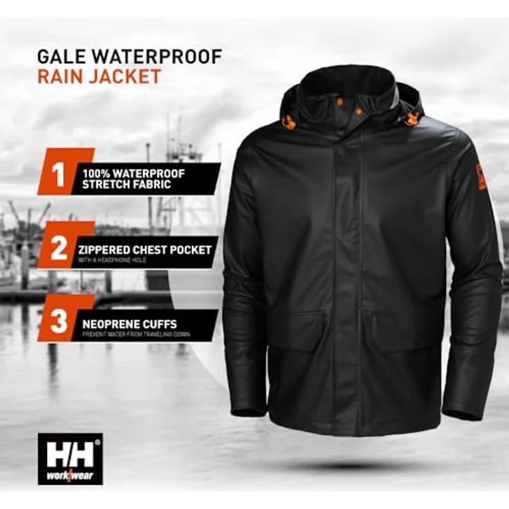 Helly Hansen Regenjacke GALE RAIN JACKET 70282, Arbeitsjacke mit verlängertem Rücken und YKK® Frontreißverschluss, blau – Bild 4