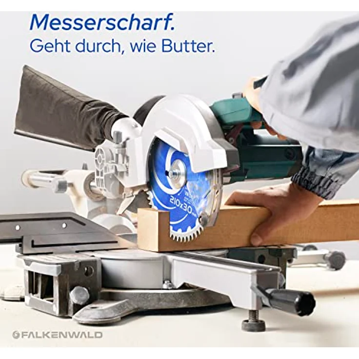 FALKENWALD® Sägeblatt 210x30 mm, 60 Hartmetall-Zähne, Kreissägeblatt für Holz, kompatibel mit Bosch GTS 635-216 und Kappsägen von Bosch, Einhell & mehr – Bild 5