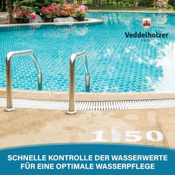 Veddelholzer Pooltester, 100 Nachfülltabletten DPD 1 Rapid und Phenol Red, für pH, freies Chlor und Brom, je 50 Stück, für Pool und Whirlpool – Bild 7