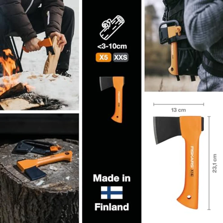 MGA Axt + Beil Camping-Set, Fiskars X5 - XXS mit Messer und Säge – Bild 2