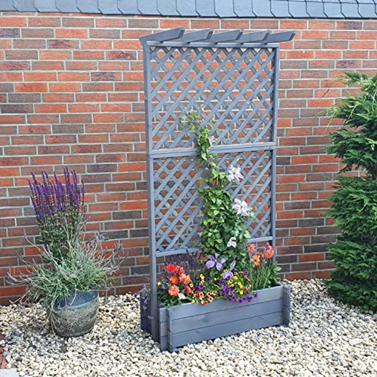 promadino Rankkasten mit Pergola, wetterfest imprägniert, BxTxH: 102x65x200 cm aus massivem Kiefernholz – Bild 3
