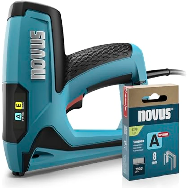 NOVUS Nagler J-120 Set, Elektrotacker mit 1800 Feindrahtklammern für präzise Befestigungen – Bild 1
