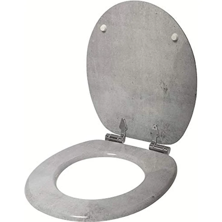Sanilo WC Sitz Beton, Hochwertiger Holz-Toilettendeckel mit antibakterieller Oberfläche, universell passend für alle WCs – Bild 4