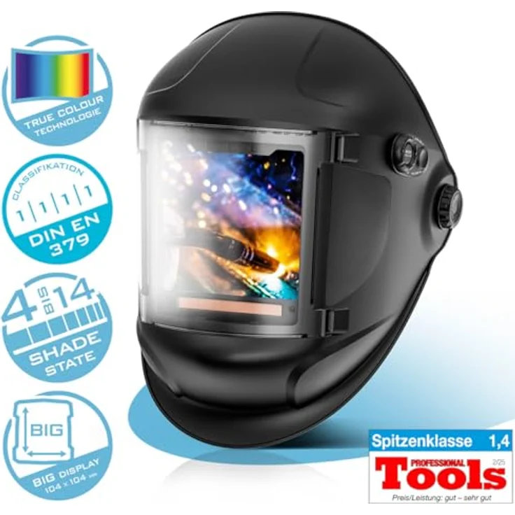 STAHLWERK Automatik-Schweißhelm 3 in 1 TITAN, Schweißerhelm mit True-Colour, autom. Abdunkelung DIN 4-14, Jobspeicher, optische Klasse 1/1/1/1, Sichtfeld 104 x 104 mm – Bild 2
