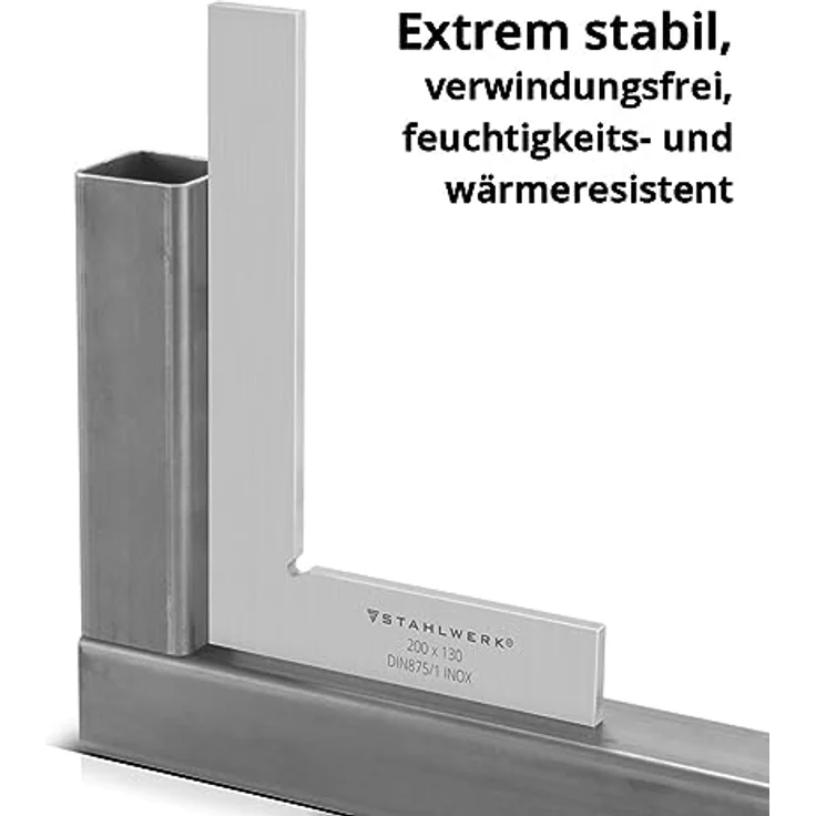 Stahlwerk Flachwinkel 90°, Winkelmesser aus rostfreiem Edelstahl, 200 x 130 mm DIN 875/1, hohe Messgenauigkeit – Bild 3