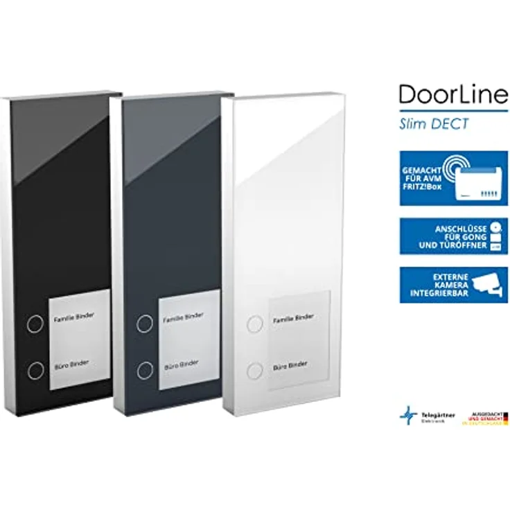 DoorLine Slim Dect Funk Schwarz Türsprechanlage, Klingel, Funkklingel, Türöffner anschließbar, Haustelefon und Handy als Gegensprechanlage, Aufputz auf Standard Unterputzdose. – Bild 2