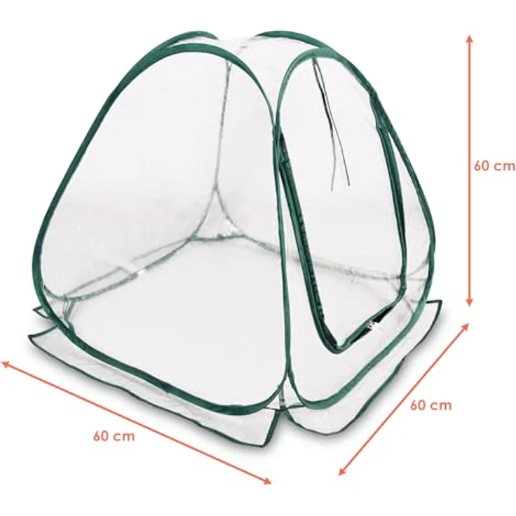 Spetebo Mini Pop-Up Folien Gewächshaus - 60 x 60 cm - Kleines Pilz Gemüse Treibhaus - Folien Frühbeet Pflanzen Schutz Zelt – Bild 2
