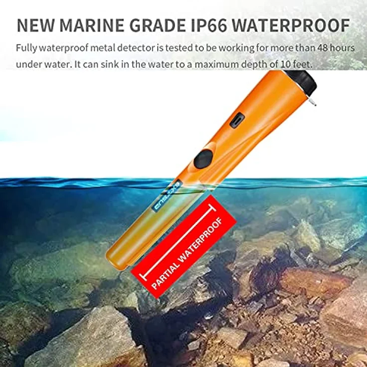 EXTSUD Tragbar Metallsuchgerät,Metallpointer Metalldetektor Metall Pin Pointer IP66 Wasserdichter mit eingebautem LED Indicator/Alarm Licht/ 360° Scan/Holster für Goldmünze Hunt, Relikte, Schmuck – Bild 2
