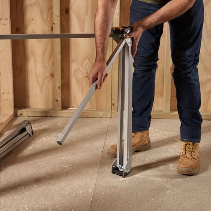 STANLEY Gerüst STST81337-1, klappbarer Aluminium-Arbeitsbock, bis 450 kg belastbar, Zwillingspack mit Metallschiene, rutschfeste Gummiauflage – Bild 6
