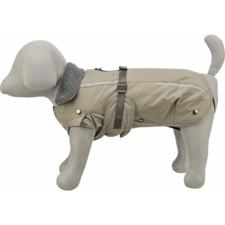 TRIXIE Hundemantel Mantel Rouen 2 in 1 sand, reflektierende Elemente und elastischer Bauchlatz – Bild 8