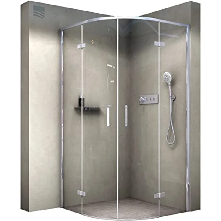 NEXTREND Duschkabine EX406A, Viertelkreis mit Drehtür aus 6 mm Nano ESG-Sicherheitsglas, wählbare Größe 80x80cm oder 90x90cm