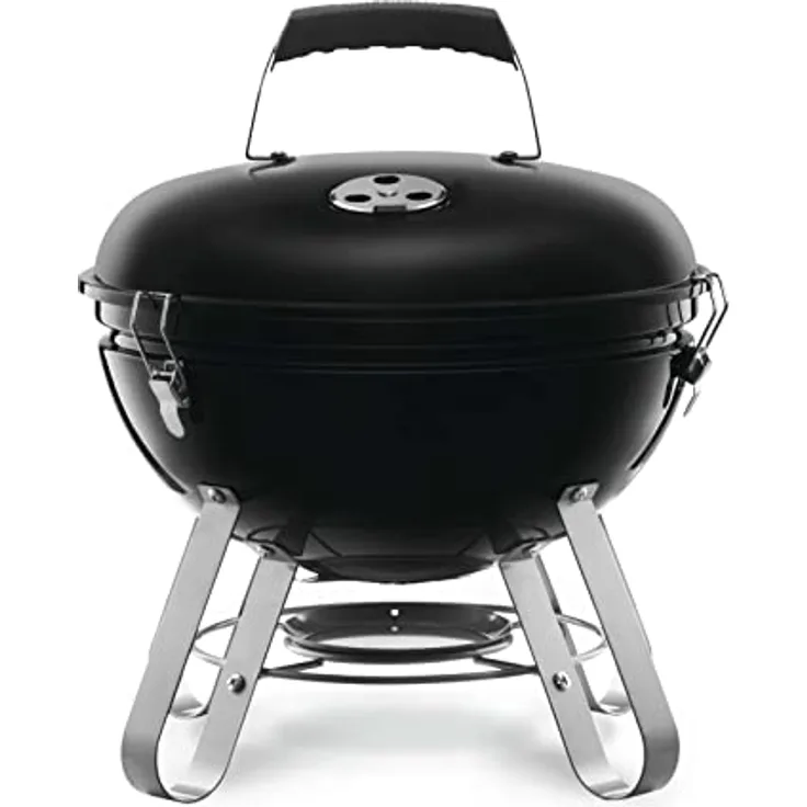 Napoleon Holzkohle-Kugelgrill NK14 Kettle, mobiler 14-Zoll Grill in Schwarz mit porzellanisierter Oberfläche