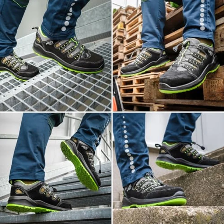 NEO TOOLS Sicherheitsschuhe Herren S1P SR, Stahlkappenschuhe mit Pannensicherem Stahleinsatz, Atmungsaktive Arbeitsschuhe Gr. 41 – Bild 2