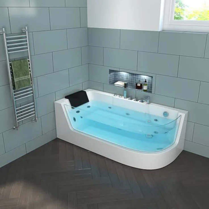 HOME DELUXE Badewanne Whirlpool CARICA, 170 x 80 cm, mit 4 verstellbaren Whirlpooldüsen und LED-Farblichttherapie, strahlend weiß – Bild 3