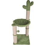 Katzenkratzbaum Kaktus mit Kratzstämmen aus Jute, Hängematte und Spielzeug, 40 x 40 x 96 cm