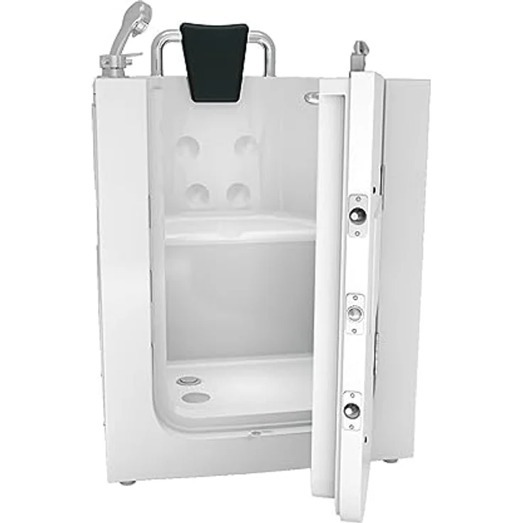 AcquaVapore S10-TH Senioren Badewanne, Sitzwanne mit Tür, schnelle Reinigung, Nackenstütze, extra tief, Edelstahlrahmen, glasfaserverstärkt – Bild 9