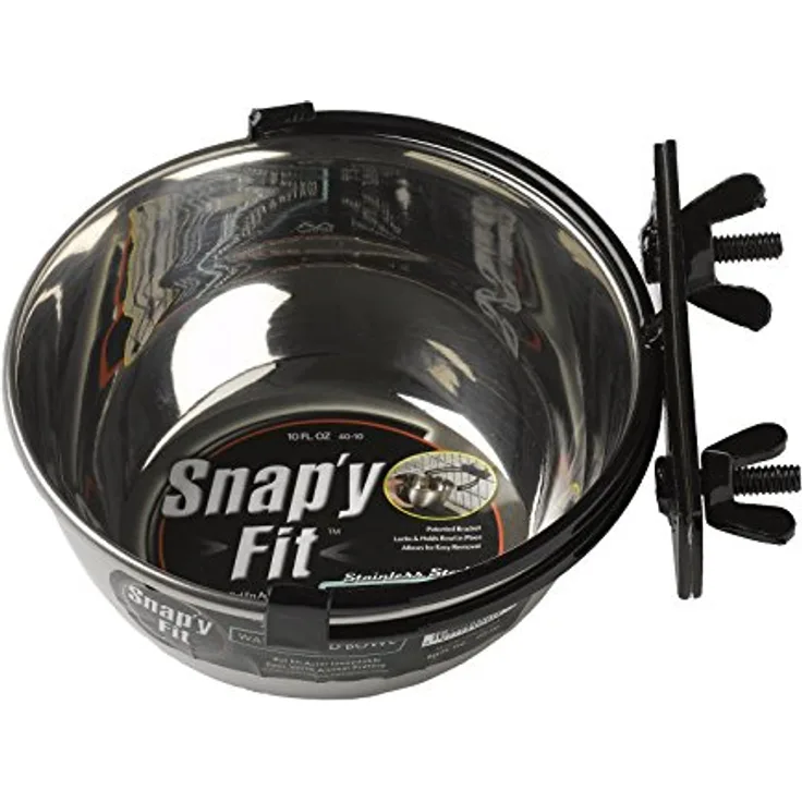 MidWest Homes for Pets Snap'y Fit 40-10, Edelstahl-Hundeschüssel mit 295 ml Volumen zum Befestigen an Drahtkäfigen für Hunde und Katzen