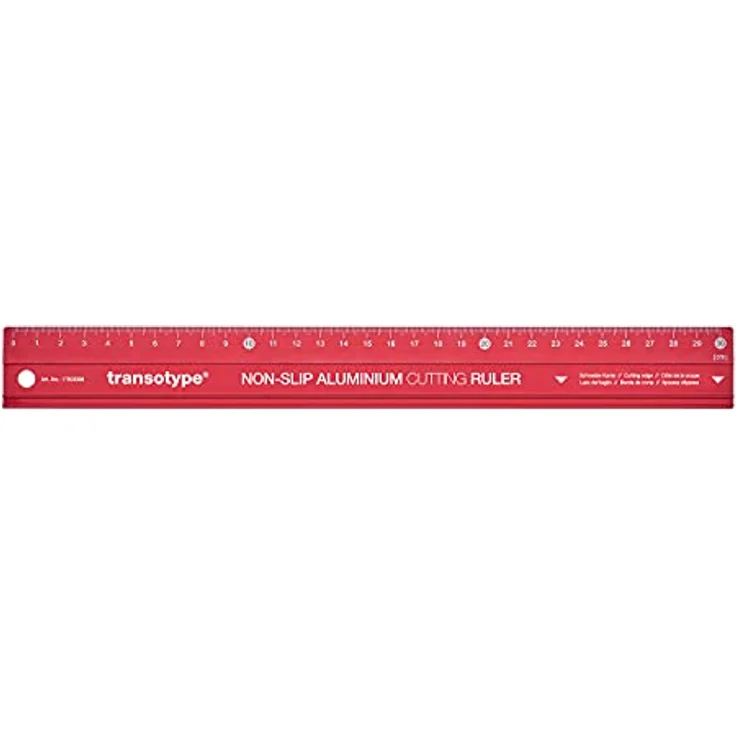 Schneide-Lineal 30 cm lang, aus Aluminium im knalligen Rot, rutschfest, robust, mit besonders gerader Schneidekante – Bild 1