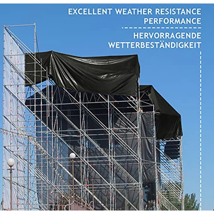 Jago Abdeckplane - 650 g-m², Wasserdicht & Reißfest, Aluminiumösen, Schwarz, 4 x 8 m, Beidseitig Beschichtet - PVC-Schutzplane, LKW Plane Gewebeplane, Regenplane – Bild 8