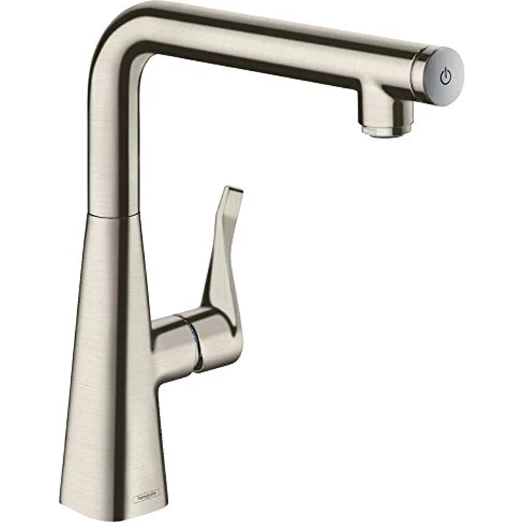 Hansgrohe Metris Select M71, Küchenarmatur mit Keramikmischsystem, Edelstahl Finish, 3-stufiger Schwenkbereich, SoftStart Funktion – Bild 1