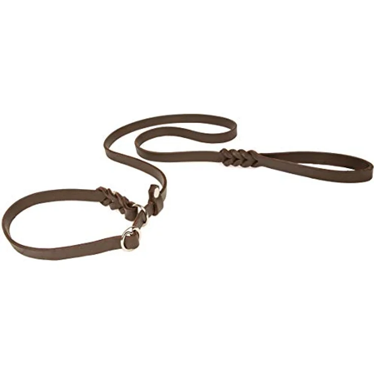 CopcoPet - Retrieverleine/Agilityleine aus Fettleder, verchromt Gr. 1.20 m x 10 mm Braun – Bild 1