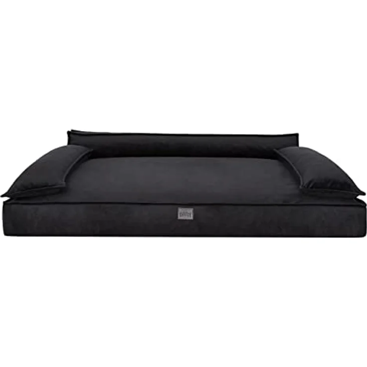 DOGGY Hundebett Haustierbett Hundeliegen Hundecouch Liegen Hundekissen Bett Sofa Hundekorb Tierbett Hundesofa Matratze Schlafplãtze, Schwarz, 120 x 77 cm - Bezug mit Reißverschluss, Erhöhung für den Kopf, leicht zu reinigen, OEKO-TEX-zertifiziert – Bild 2