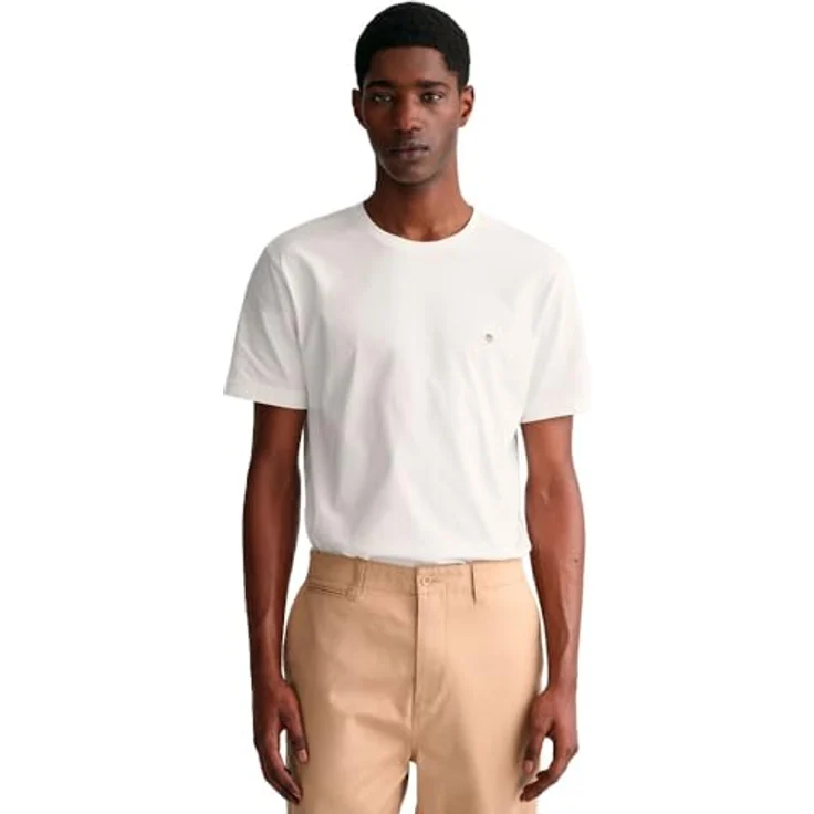 GANT Regular Shield T-Shirt, Herren, Weiß, Regular Fit, 100% Baumwolle, Rundhals-Ausschnitt, XXL – Bild 1