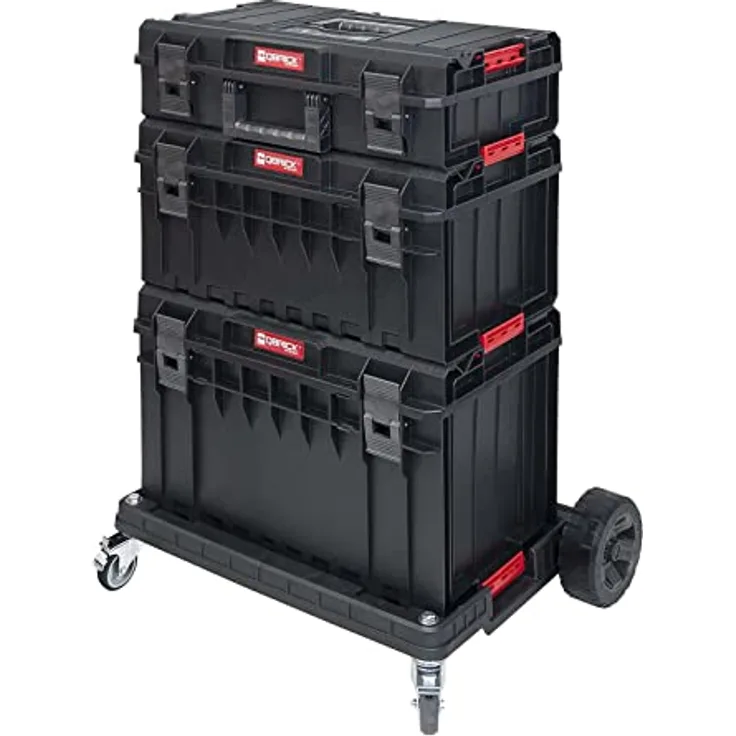 Qbrick System Z247487PG003 Werkzeugkoffer-Set System One Basic - 3 Koffer - 1 Transportwagen Werkzeugkiste Werkzeugkasten