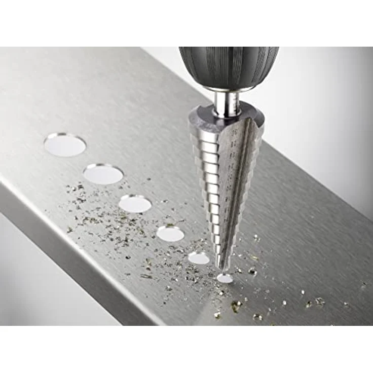 kwb 525820 Stufenbohrer HSS, Anbohrspitze für gratfreies Bohren von dünnen Blechen, abgestuft in gängigen Durchmessern – Bild 3