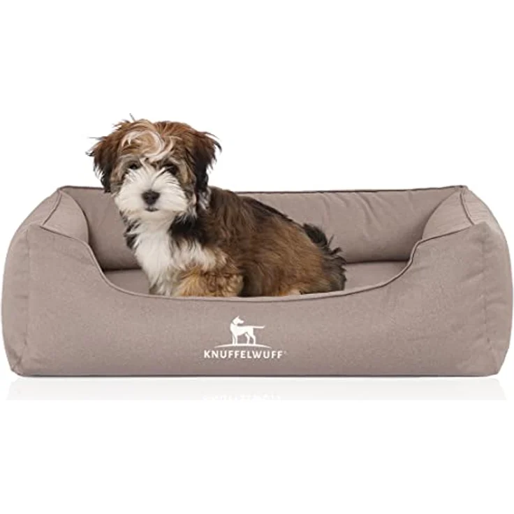 Knuffelwuff Orthopädisches Wasserabweisendes Hundebett Leon waschbar Hundekorb Hundekörbchen Hundesofa Hunde ortho bed orthopädisch memory M-L 85 x 63cm Beige-Grau – Bild 1