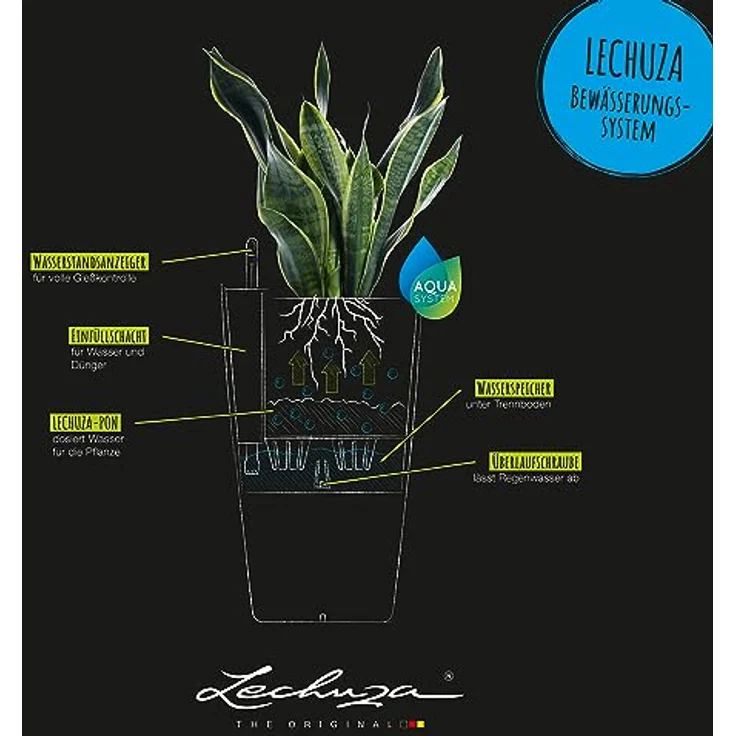 Lechuza® Cilindro COTTAGE 32, Pflanzkübel Komplettset mit Erdbewässerungssystem, granit, 32 cm Durchmesser, 56 cm Höhe – Bild 5