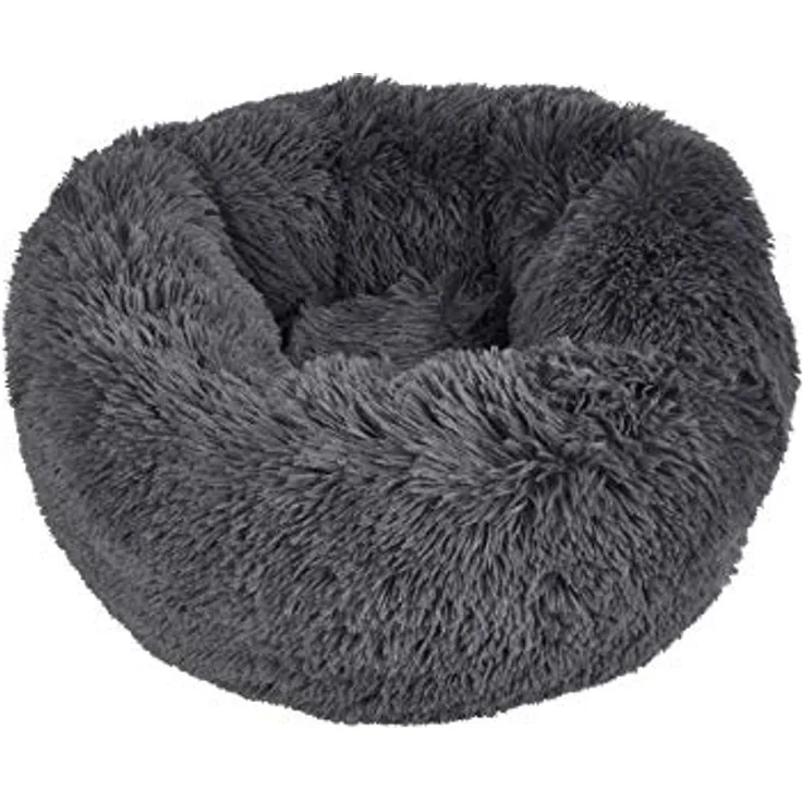 Dynamic24 Hundebett 55cm Rund Hundekissen flauschig aus Plüsch Hundebetten Donut Hundesofa Katzenbett Hundekorb Waschbar für Hunde Katze Haustier (Grau)