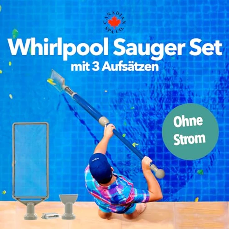 Canadian Spa GmbH Deluxe Whirlpool Sauger Set, effiziente Reinigung ohne Strom, vielseitige Aufsätze, praktische Wandhalterung – Bild 2