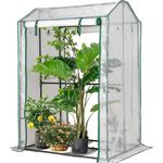 KOMFOTTEU Gewächshaus Foliengewächshaus, 100 x 80 x 150 cm, Weiß, Stabiler Stahlrahmen, PE-Netzstoff, Erdspieße und windfeste Seile