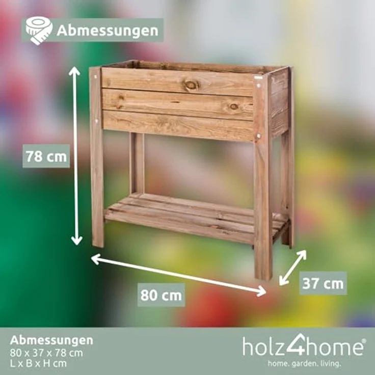 holz4home® Hochbeet aus Kiefer Braun | Inkl. Vlies-, Einlegefolie | 37 x 78 x 80 cm | Ideal für Garten, Terrasse & Balkon – Bild 4