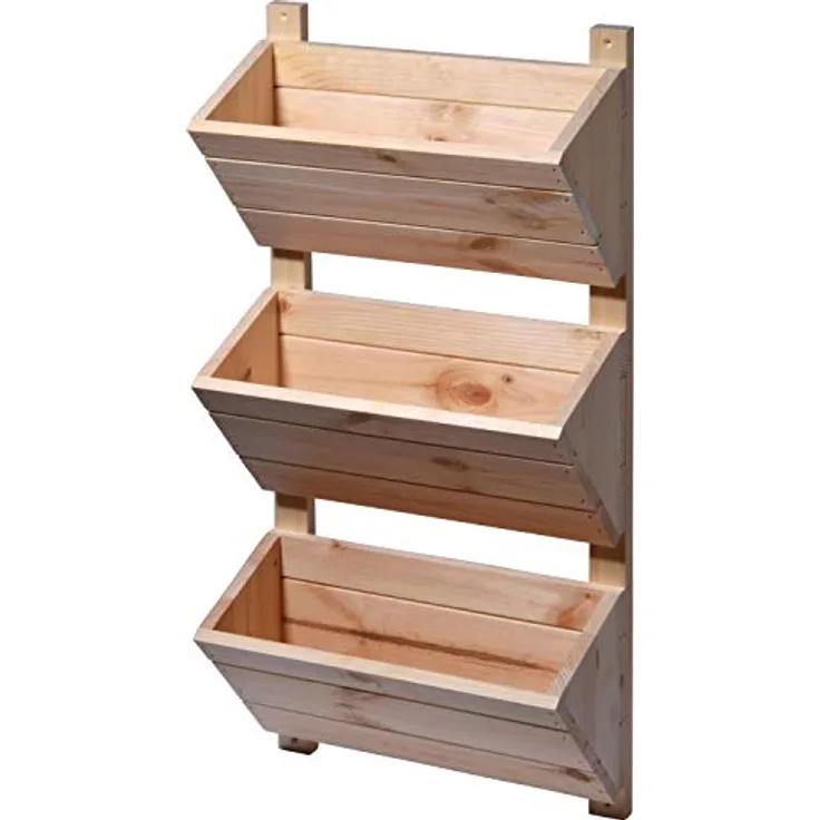 dobar® Green Label 58383FSCe Wandbeet mit 3 Pflanzkästen | Blumentreppe aus Holz | Blumenleiter für Wandmontage | Pflanztreppe für Garten/Terrasse/Balkon | 38 x 17,5 x 79 cm | Natur