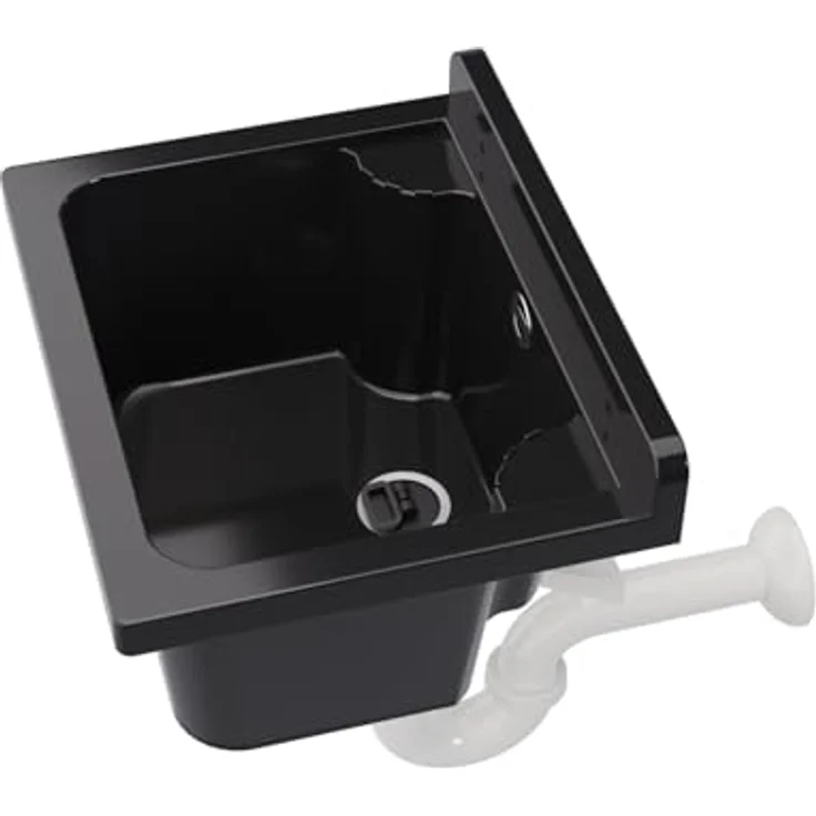 QLS Küchenspüle MANTA, Kunststoff-Spülbecken, 42x34 cm, für Garten, Garage, Werkstatt - Polypropylen, Siphon mit Edelstahlsieb, Wand- und Standarmaturen - Blau – Bild 5