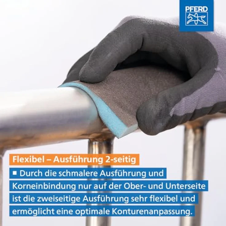PFERD Schleifschwamm-Set, 3-teilig A60, A100, A180 | 89 x 120 x 13 mm, 2-seitig, universell einsetzbar, abwaschbar – Bild 4