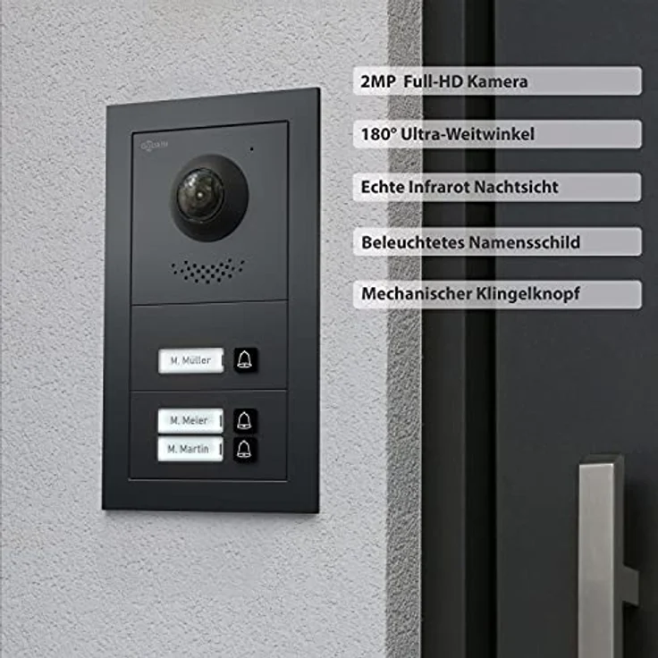 Goliath Intercom GL-IPH300A IP Video-Türsprechanlage, 10-Zoll Monitor, HD-Kamera, anthrazit, für 3 Familienhäuser, Smartphone-App, Sicherheitsfunktionen – Bild 5